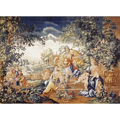 Spring Gold Ornate Wood Framed Art Print with Double Matting by Den Hecke, Jan Frans