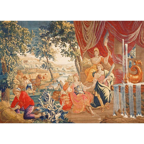Summer Gold Ornate Wood Framed Art Print with Double Matting by Den Hecke, Jan Frans