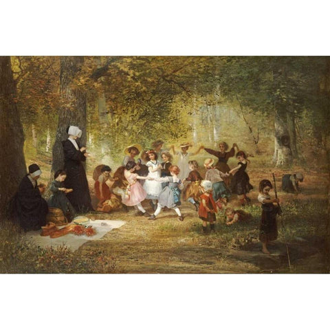 Ring a Ring a Roses Black Modern Wood Framed Art Print with Double Matting by Dieffenbach, Anton