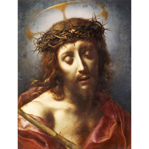 Christ As The Man of Sorrows White Modern Wood Framed Art Print by Dolci, Carlo