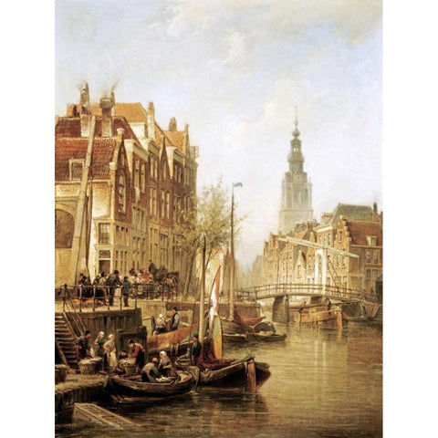 Amsterdam Black Modern Wood Framed Art Print by Dommershuizen, Cornelis Christiaan
