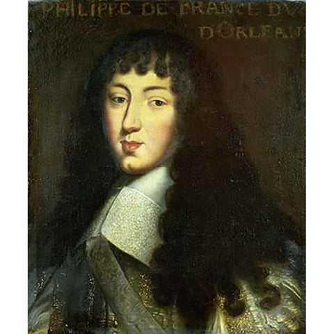 Portrait of Philippe De France Black Modern Wood Framed Art Print with Double Matting by DOrleans, Duc