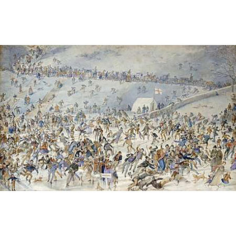 Figures Ice Skating Black Modern Wood Framed Art Print with Double Matting by Doyle, Charles Altamount