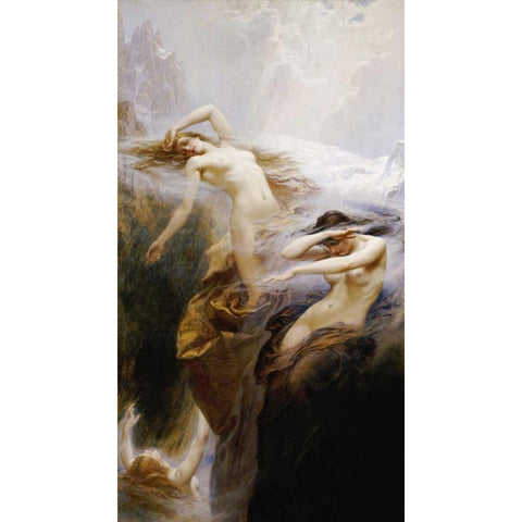 The Mountain Mists Black Modern Wood Framed Art Print with Double Matting by Draper, Herbert James