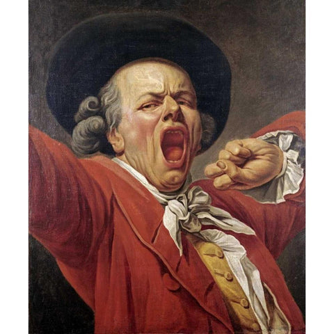 Self-Portrait As a Yawning Man White Modern Wood Framed Art Print by Ducreux, Francois-Joseph