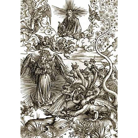 The Apocalyptic Woman Gold Ornate Wood Framed Art Print with Double Matting by Durer, Albrecht