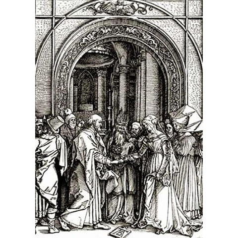 The Betrothal of The Virgin Black Modern Wood Framed Art Print by Durer, Albrecht