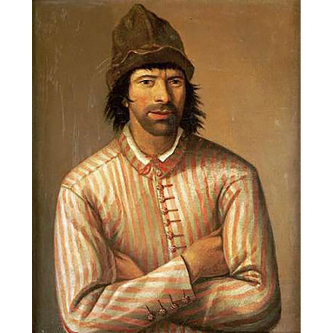 Tsar Peter The Great Gold Ornate Wood Framed Art Print with Double Matting by School, Dutch