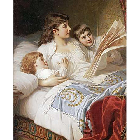 Bedtime Story Black Modern Wood Framed Art Print with Double Matting by Ebert, Anton