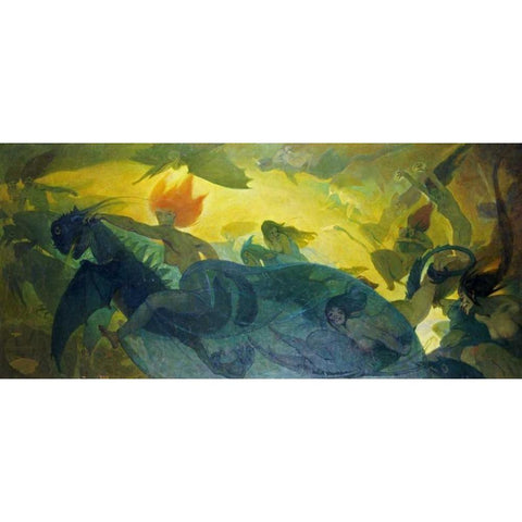 The Ride of The Valkyries White Modern Wood Framed Art Print by Engel, Carl