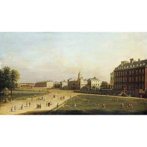 A View of The New Horse Guards Black Modern Wood Framed Art Print with Double Matting by English School