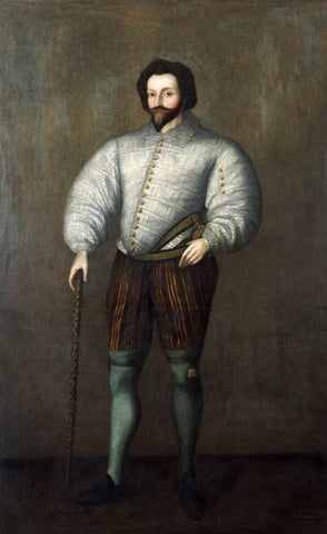 Sir Francis Drake Black Ornate Wood Framed Art Print with Double Matting by English School