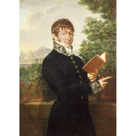 Portrait of An Official, Standing Above Florence Black Modern Wood Framed Art Print with Double Matting by Fabre, Francois-Xavier