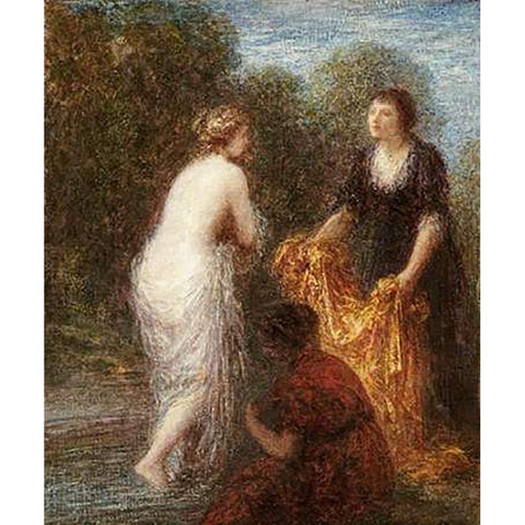 Bath Robe Black Modern Wood Framed Art Print with Double Matting by Latour, Henri Fantin