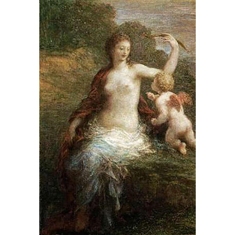 Love Disarmed White Modern Wood Framed Art Print by Latour, Henri Fantin