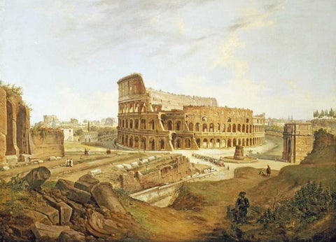 The Colisseum, Rome White Modern Wood Framed Art Print with Double Matting by Faure, Jean Victor Louis