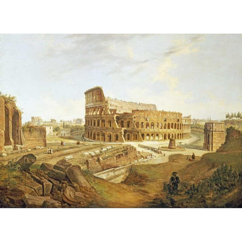 The Colisseum, Rome Black Modern Wood Framed Art Print by Faure, Jean Victor Louis