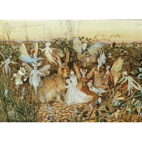 Fairy Twilight Black Modern Wood Framed Art Print with Double Matting by Fitzgerald, John Anster