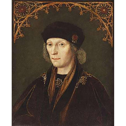 Portrait of King Henry VII Gold Ornate Wood Framed Art Print with Double Matting by Flemish School