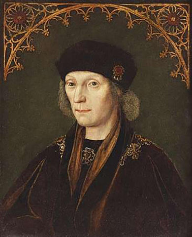 Portrait of King Henry VII Black Ornate Wood Framed Art Print with Double Matting by Flemish School