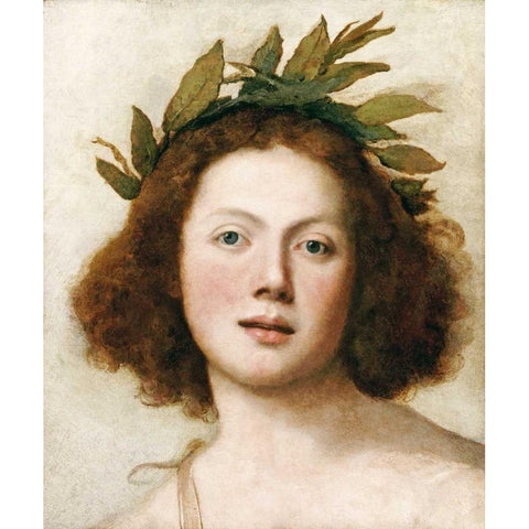 Head of Apollo Black Modern Wood Framed Art Print with Double Matting by Forabosco, Girolamo