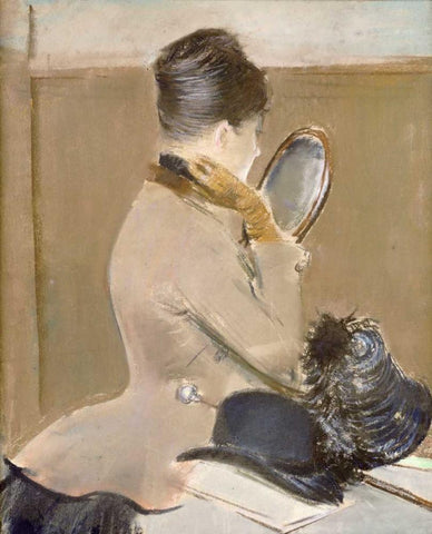 The Milliners Shop Black Ornate Wood Framed Art Print with Double Matting by Forain, Jean-Louis