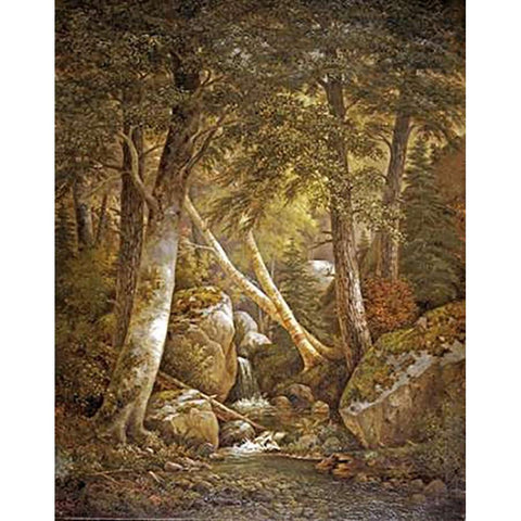 Wooded Interior Black Modern Wood Framed Art Print with Double Matting by Ford, Henry Chapman