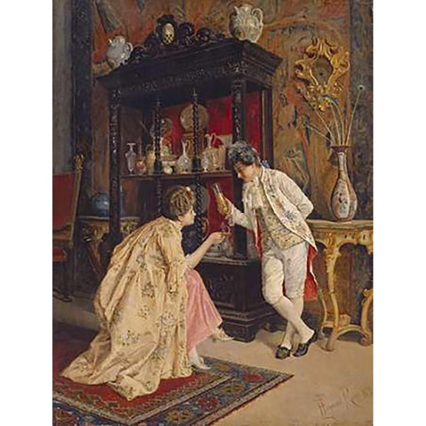 The Connoisseurs Gold Ornate Wood Framed Art Print with Double Matting by Fornari, E.