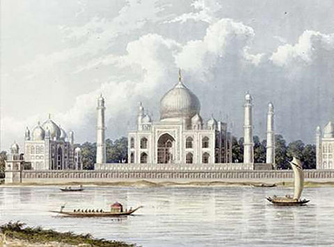 The Taj Mahal White Modern Wood Framed Art Print with Double Matting by Forrest, Charles Ramus