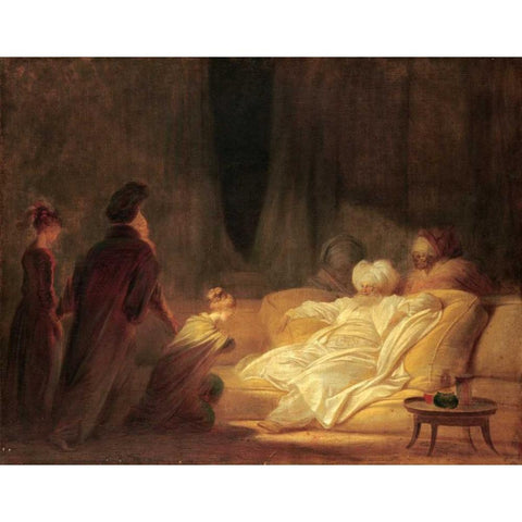 Le Pacha Black Modern Wood Framed Art Print with Double Matting by Fragonard, Jean Honore