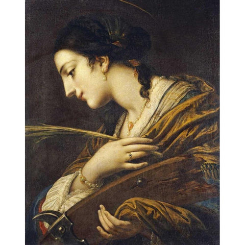 Saint Catherine of Alexandria Black Modern Wood Framed Art Print by Franceschini, Baldassare