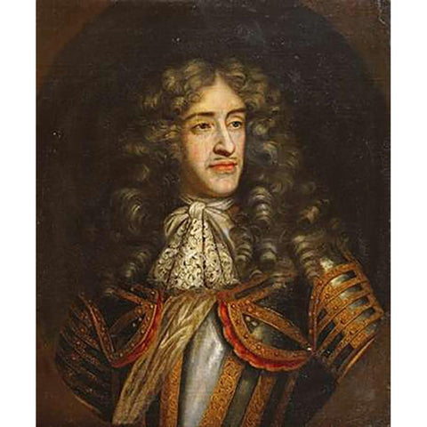 Portrait of James, Duke of York Gold Ornate Wood Framed Art Print with Double Matting by Gascars, Henri