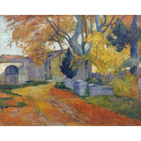 LAllee Des Alyscamps White Modern Wood Framed Art Print by Gauguin, Paul