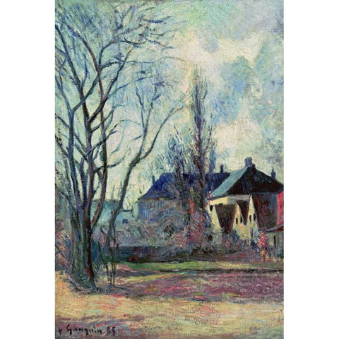 Winter Landscape at Copenhagen White Modern Wood Framed Art Print by Gauguin, Paul