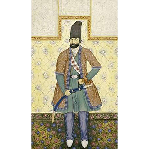 A Qajar Nobleman Black Modern Wood Framed Art Print with Double Matting by Ghaffari, Abul Hasan