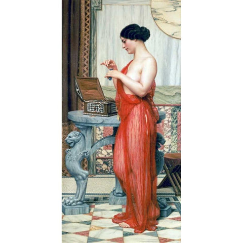 The New Perfume Black Modern Wood Framed Art Print with Double Matting by Godward, John William