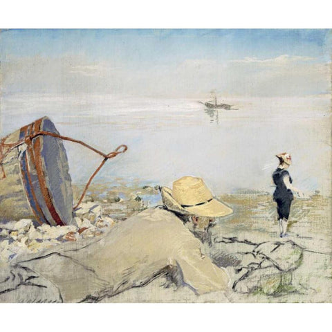 On the Shingle, Honfleur Gold Ornate Wood Framed Art Print with Double Matting by Gonzales, Eva