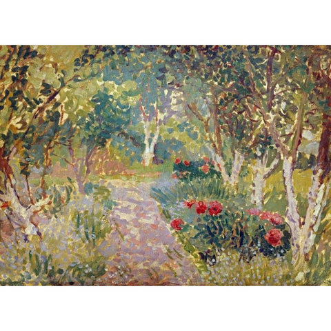 A Woodland Park Black Modern Wood Framed Art Print with Double Matting by Gore, Spencer Frederick