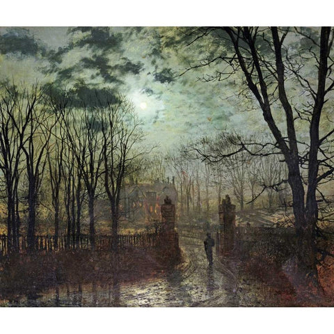 At The Park Gate Gold Ornate Wood Framed Art Print with Double Matting by Grimshaw, John Atkinson
