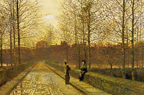In The Golden Gloaming White Modern Wood Framed Art Print with Double Matting by Grimshaw, John Atkinson