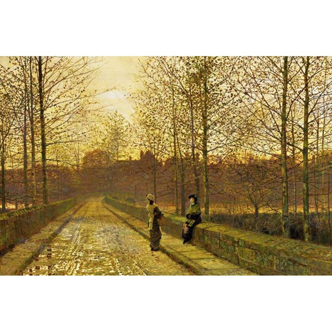 In The Golden Gloaming Gold Ornate Wood Framed Art Print with Double Matting by Grimshaw, John Atkinson