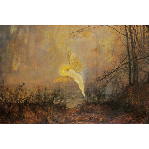 Midsummer Night White Modern Wood Framed Art Print by Grimshaw, John Atkinson