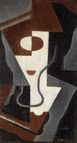 Glass White Modern Wood Framed Art Print with Double Matting by Gris, Juan