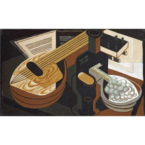 The Mandolin White Modern Wood Framed Art Print by Gris, Juan