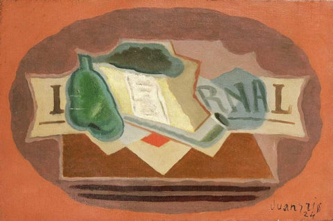 The Packet of Tobacco White Modern Wood Framed Art Print with Double Matting by Gris, Juan