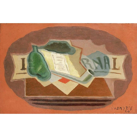 The Packet of Tobacco Black Modern Wood Framed Art Print by Gris, Juan