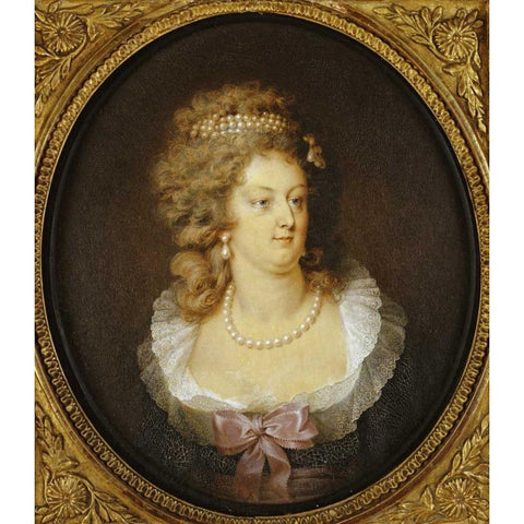 Bust Portrait of Marie-Antoinette White Modern Wood Framed Art Print by Guerin, Jean
