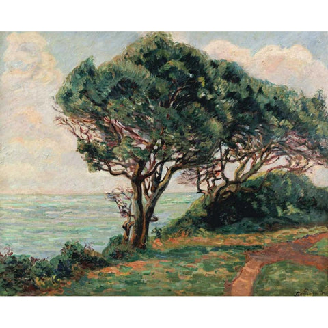 La Pointe De La Pierriere, St. Palais White Modern Wood Framed Art Print by Guillaumin, Armand