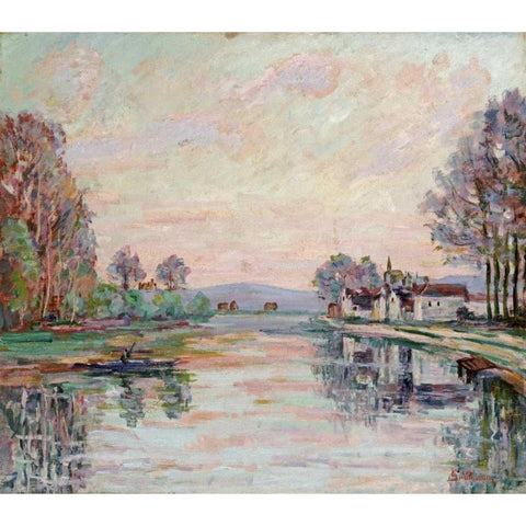 The Seine at Samois White Modern Wood Framed Art Print by Guillaumin, Armand