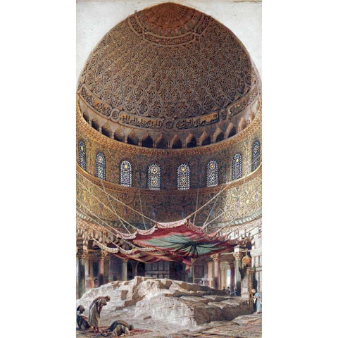 The Holy Rock, Summit of Mount Moriah, Jerusalem Black Modern Wood Framed Art Print with Double Matting by Haag, Carl